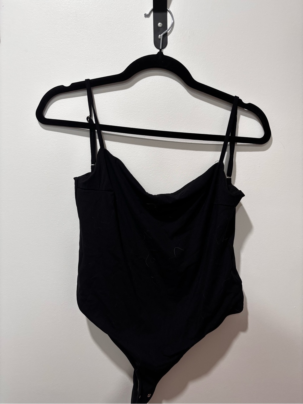 Dynamite Black Cowl Neck Bodysuit with Thin Straps
